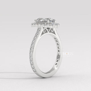 1.0CT Oval Cut Halo Cluster Diamond Moissanite Engagement Ring