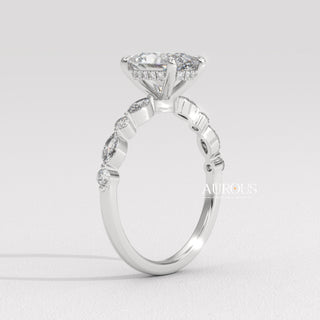 2.0CT Oval Diamond Pave Setting Moissanite Engagement Ring