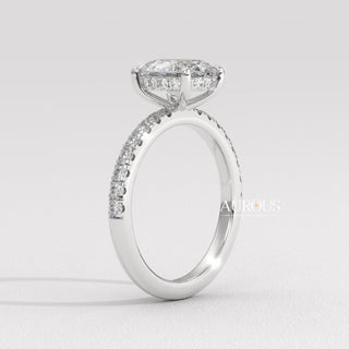 1.0CT Oval Cut Pave Setting Moissanite Engagement Ring