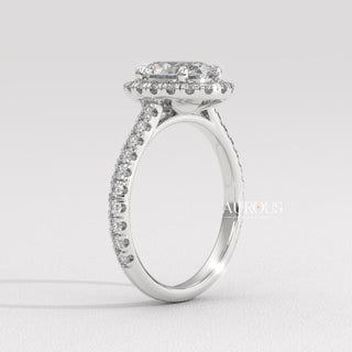1.50CT Oval Cut Halo Pave Setting Moissanite Engagement Ring