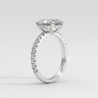 2.0CT Oval Diamond Pave Setting Hidden Halo Moissanite Engagement Ring