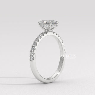 1.0CT Oval Diamond Pave Setting Moissanite Engagement Ring