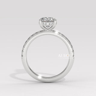 1.0CT Oval Cut Pave Setting Moissanite Engagement Ring