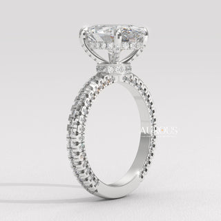 1.50CT Oval Diamond Three Side Pave Setting Moissanite Engagement Ring