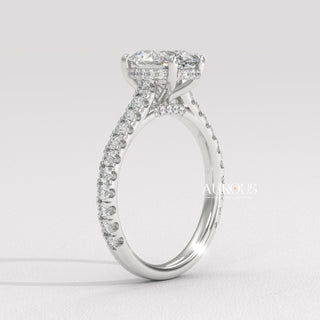 1.50CT Oval Diamond Hidden Halo Pave Setting Moissanite Engagement Ring