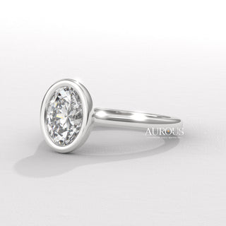1.50CT Oval Diamond Bezel Setting Solitaire Moissanite Engagement Ring
