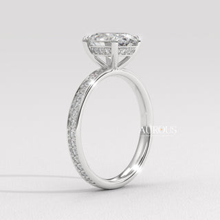 1.0CT Oval Diamond Pave Setting Moissanite Engagement Ring