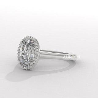 2.0CT Oval Diamond Vintage Style Bezel Setting Moissanite Engagement Ring