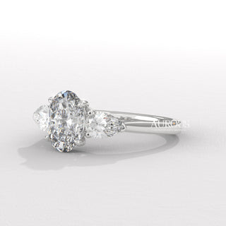 1.50CT Oval Diamond Three Stone Moissanite Engagement Ring