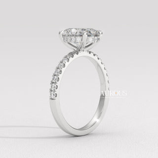 2.0CT Oval Diamon Hidden Halo Pave Setting Moissanite Engagement Ring