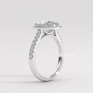 2.0CT Oval Cut Halo Pave Setting Moissanite Engagement Ring