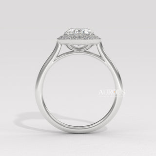 1.50CT Oval Cut Halo Setting Moissanite Engagement Ring