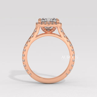 1.0CT Princess Cut Diamond Halo Setting Moissanite Engagement Ring