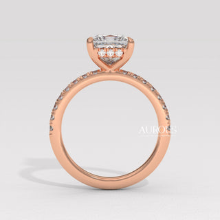 1.0CT Princess Cut Pave Setting Moissanite Engagement Ring
