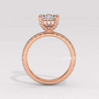1.50CT Princess Diamond Hidden Halo Pave Setting Engagement Ring