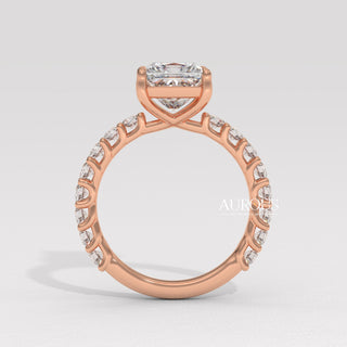 1.50CT Princess Diamond Pave Setting Moissanite Engagement Ring