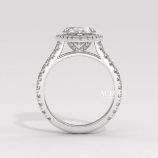 1.50CT Pear Cut Halo Diamond Moissanite Engagement Ring