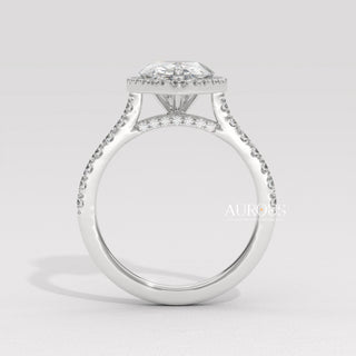 2.0CT Pear Cut Diamond Halo Pave Setting Moissanite Engagement Ring