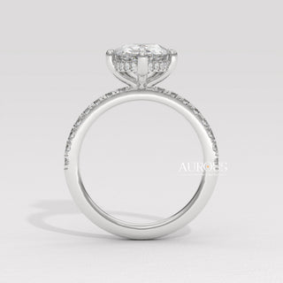 1.50CT Pear Cut Hidden Halo Diamond Moissanite Engagement Ring