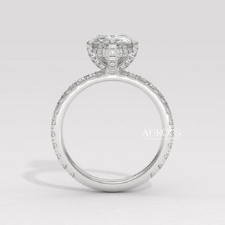 2.0CT Pear Diamond Hidden Halo Pave Setting Moissanite Engagement Ring