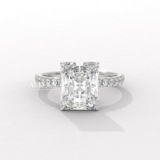 2.0CT Radiant Diamond Pave Setting Moissanite Engagement Ring