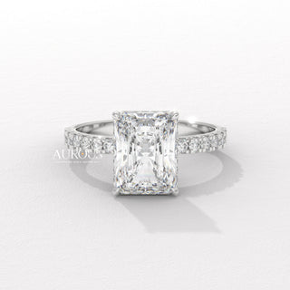 2.0CT Radiant Diamond Hidden Halo Pave Setting Moissanite Engagement Ring