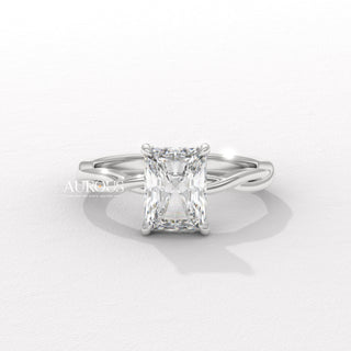 2.50CT Radiant Diamond Twisted Hidden Halo Moissanite Engagement Ring