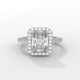 2.0CT Radiant Cut Diamond Halo Setting Moissanite Engagement Ring