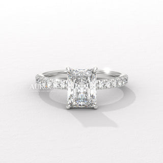 2.0CT Radiant Cut Diamond Pave Setting Moissanite Engagement Ring
