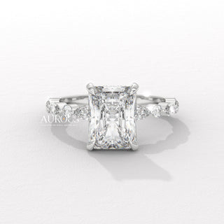 2.0CT Radiant Diamond Pave Setting Moissanite Engagement Ring