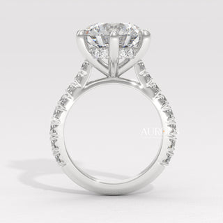 4.0CT Round Diamond Hidden Halo Pave Setting Moissanite Engagement Ring