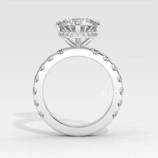 1.50CT Round Diamond Pave Setting Moissanite Engagement Ring