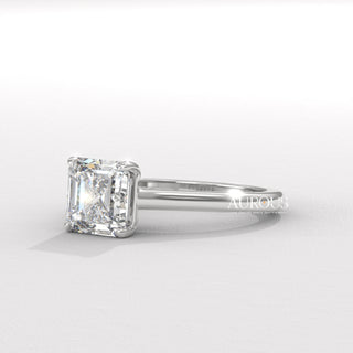 1.0CT Asscher Cut Hidden Diamond Moissanite Engagement Ring