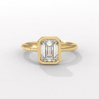 1.0CT Emerald Cut Diamond Bezel Setting Moissanite Engagement Ring