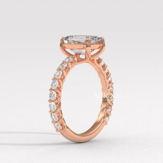 2.0CT Emerald Cut Diamond Pave Setting Moissanite Engagement Ring