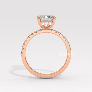 1.50CT Emerald Cut Hidden Halo Pave Setting Moissante Engagement Ring