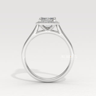 2.0CT Emerald Cut Diamond Halo Setting Moissanite Engagement Ring