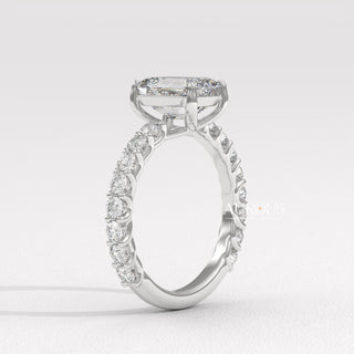 2.0CT Emerald Cut Diamond Pave Setting Moissanite Engagement Ring