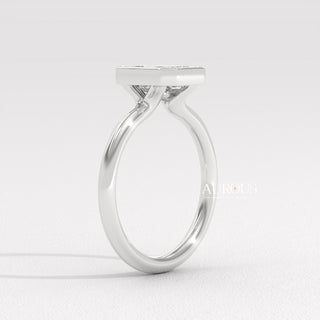 1.0CT Emerald Cut Diamond Bezel Setting Moissanite Engagement Ring