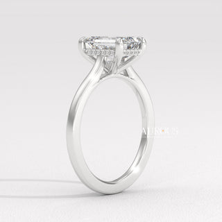 2.0CT Emerald Cut Diamond Hidden Halo Setting Moissanite Engagement Ring