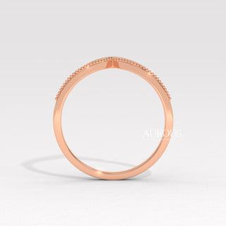 Round Diamond Curved Style Vintage Moissanite Wedding Band