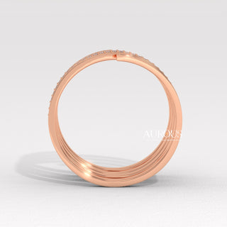 Round Cut Diamond Spiral Unique Moissanite Wedding Ring