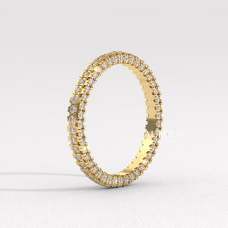 Round Diamond Three Side Pave Setting Moissanite Engagement Ring