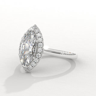 2.0CT Marquise Cut Halo Setting Moissanite Engagement Ring