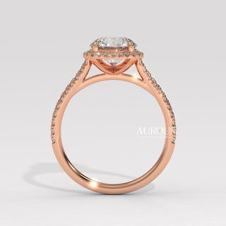 1.50CT Round Cut Halo Pave Setting Moissanite Engagement Ring