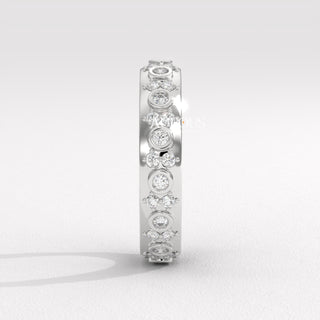 Round Diamond Clustr Setting Eternity Moissanite Wedding Band