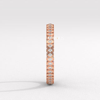 Round Diamond Three Side Pave Setting Moissanite Engagement Ring