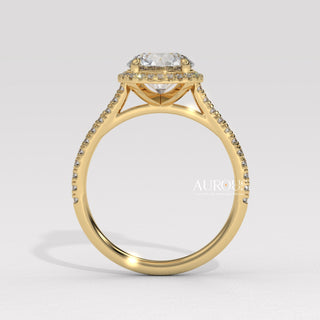 1.50CT Round Cut Halo Pave Setting Moissanite Engagement Ring