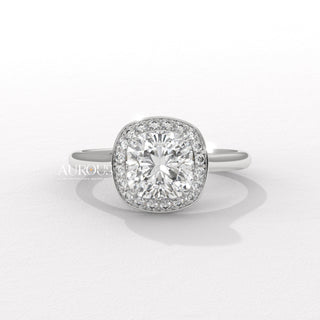 1.50CT Cushion Cut Halo Setting Moissanite Engagement Ring
