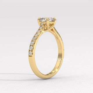 1.0CT Cushion Diamond Pave Setting Moissanite Engagement Ring